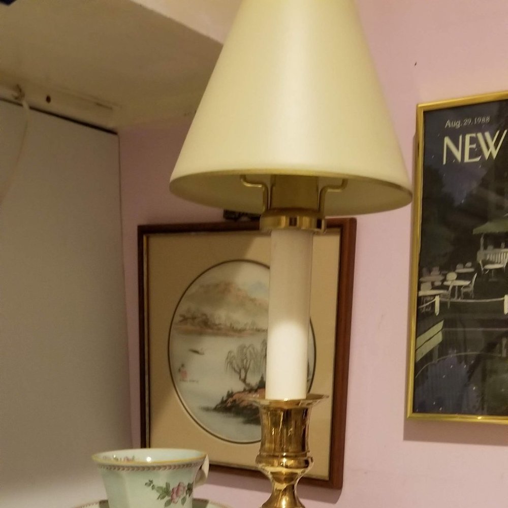 Candlestick Shades -Green or Cream Metal Shade with Fowler